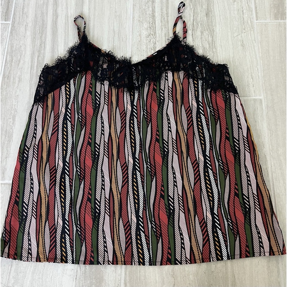 NWT Willow Root Top Womens Black Lace Trim Cami Tank Size M Y2K